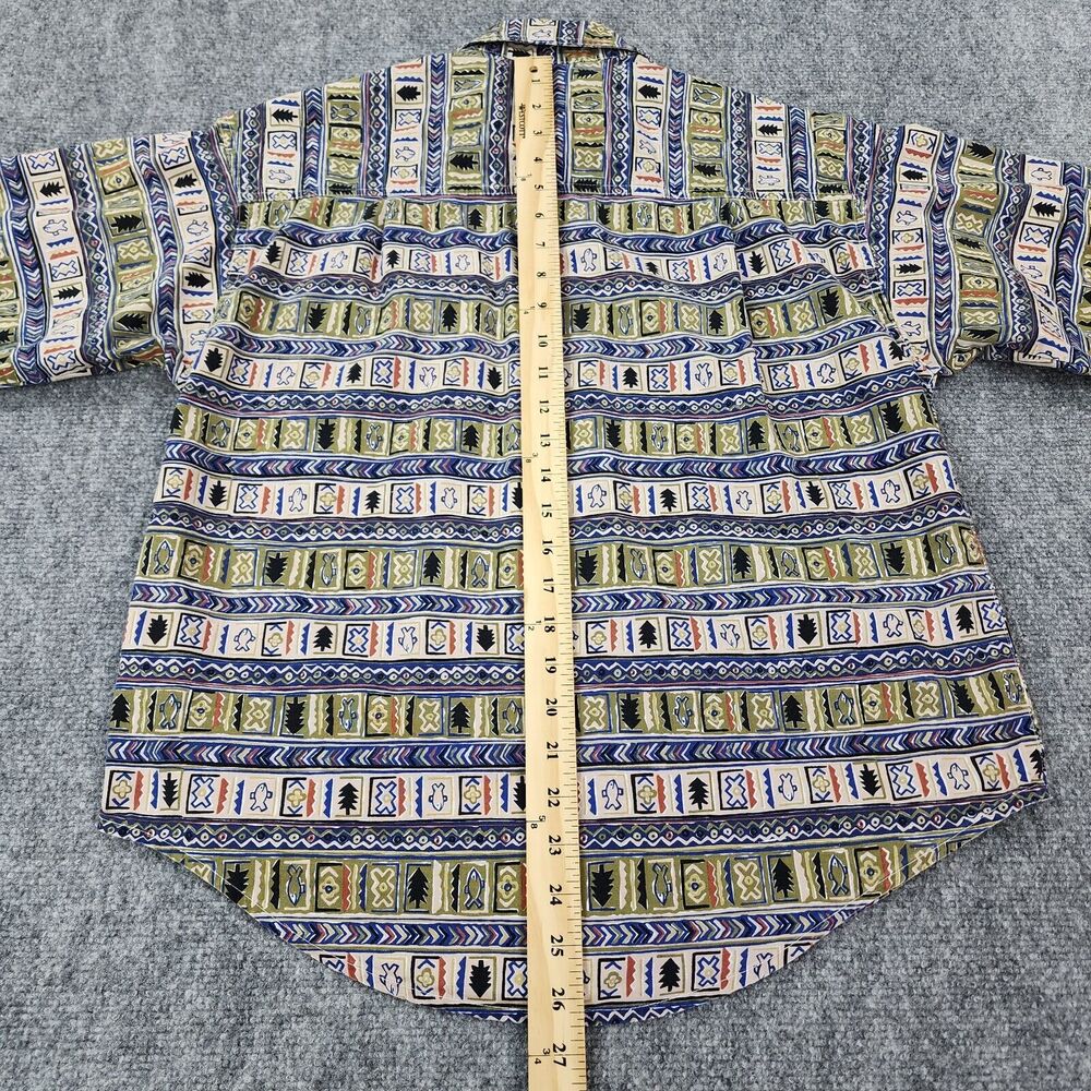 Vintage Columbia Shirt Womens Medium Aztec Fish AOP Short Sleeve Button Up - Picture 7 of 11